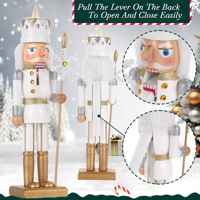 BXO Store Christmas Decorations Nutcracker Ornament,15 Inch Wooden Xmas Traditional Nutcracker,Festive Collectible Nutcracker Figures Party Tabletop Thanksgiving Decor(with Snowflake) - Image 3